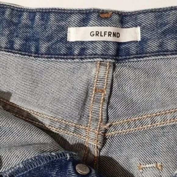 GRLFRND Helena High Rise Cut Off Denim Shorts Button Fly Distress Boho Size 26 - Picture 5 of 8